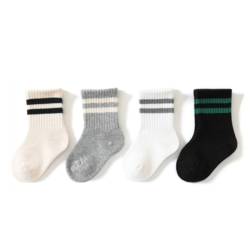 Fashion Striped Children Socks Soft Breathable Toddler Cotton Sock 0-2Year Boys Girls Infant Middle Tube Socks Children Footwear