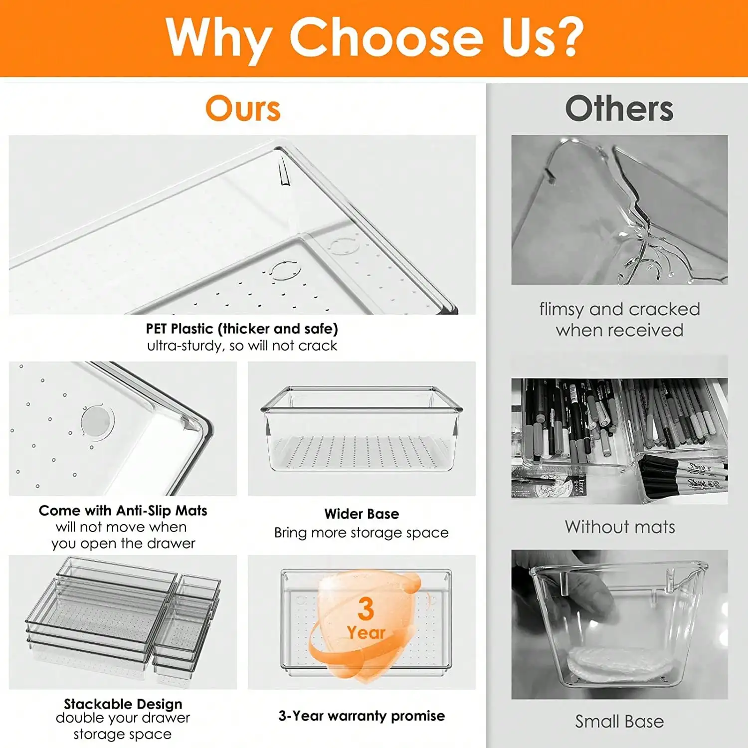 14 قطعة منظم للأدراج (حصيرة مضادة للانزلاق)، 4 مقاسات، شفافة. للمكياج والمجوهرات والمكتب والمطبخ؛ يناسب ديكور الخريف في غرفة النوم/المنزل