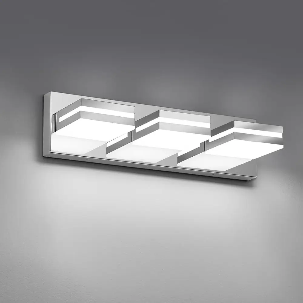 

ern LED Small Bathroom Lights ixtures(3-Light),StainlSteel Chrome Acrylic Wall Lighting,Vanity Lights or Bathroom Over Mirror(60