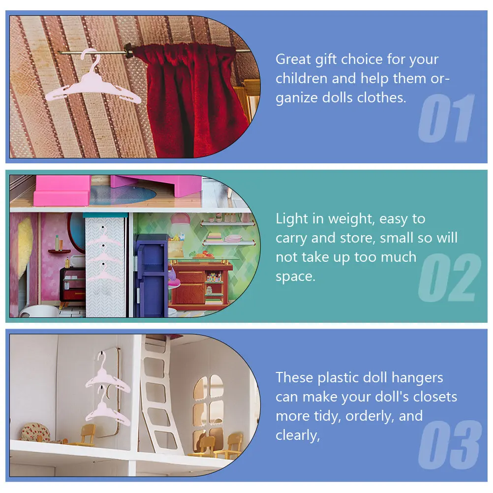

Набор из 10 пластиковых вешалок для миниатюрной одежды: компактные, легкие, портативные, для организации гардероба и хранения в шкафу