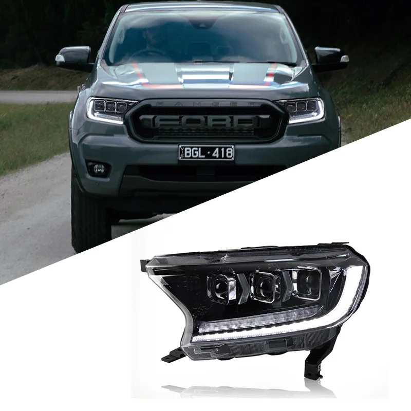 Suitable for Ford Ranger 2016-2020 headlight assembly modified LED streamer turn signal daytime running light lens