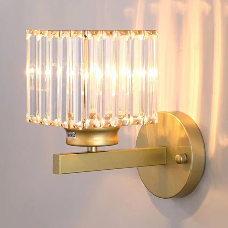 

Modern Simple Square Crystal Wall Lamp Bedroom Living Room Study Cylindrical Led Indoor Lighting For Home Decor