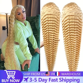 613 13x6 hd Spitze Frontal Perücke Menschenhaar blond 13x4 Spitze vorne lockige Perücken tiefe Welle 30 Zoll Perücken für Frauen Wahl
