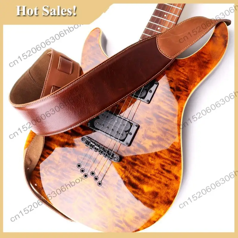 -Accessori per chitarra HOPE Tracolla per basso elettrico in vera pelle spessa Tracolla per chitarra classica folk acustica regolabile