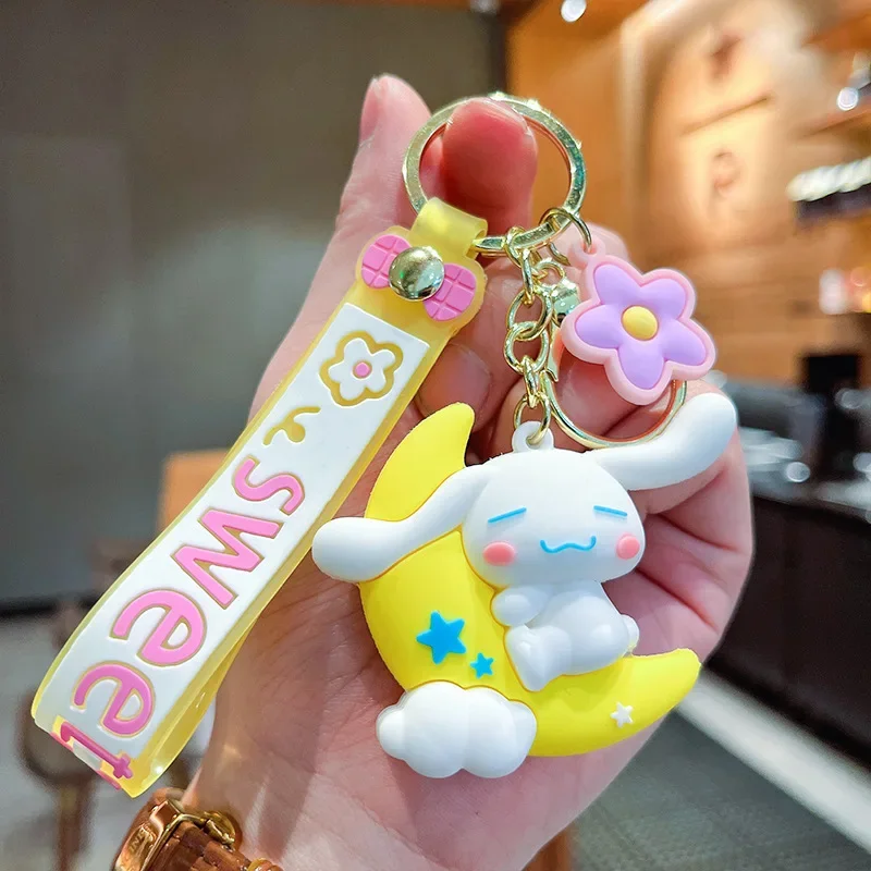 Llavero Kawaii Sanrio de dibujos animados, llavero de Cinnamoroll, llavero de mochila, colgante, adornos, accesorios, joyería, regalos para amigos