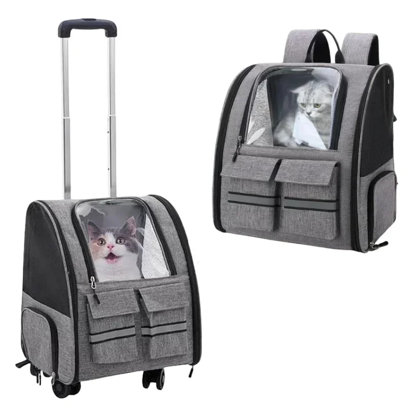 Multi-function Breathable Pet Bag Cat Carrier Foldable Backpack Pet Carrier Bag Pet Cat Trolley