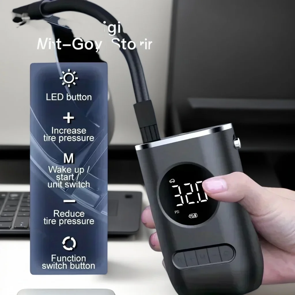 

Портативный мини-электрический шинный насос-ручной насос с беспроводным дисплеем для мотоциклетного шарикового шинного насоса для использования в автомобиле