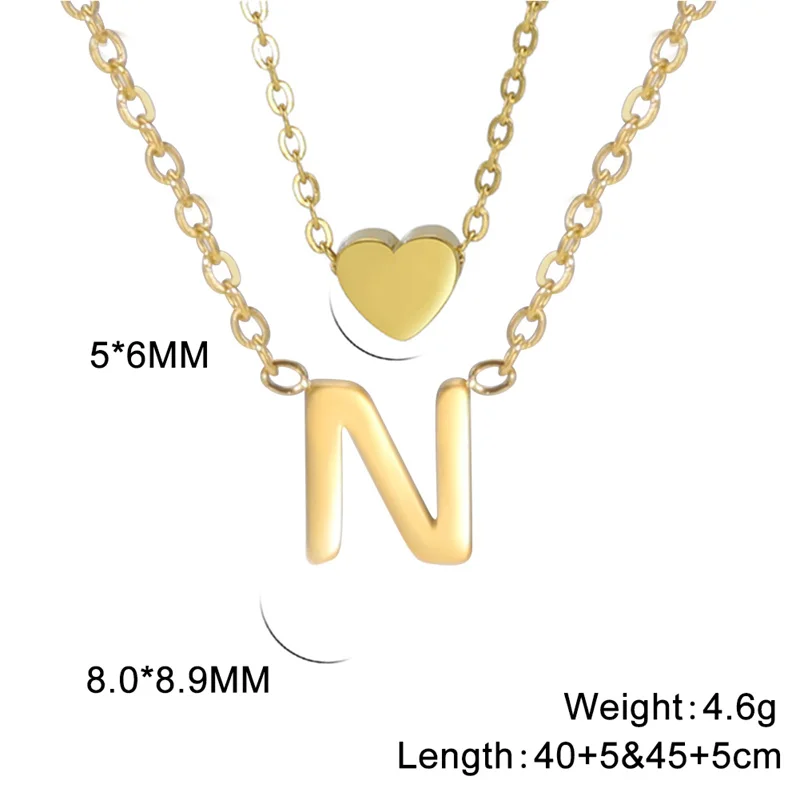 Mode Tiny Herz Initial Halskette Gold Silber Farbe Multilayer Brief Choker Halskette Für Frauen Charme Anhänger Schmuck Geschenk – Detail 34