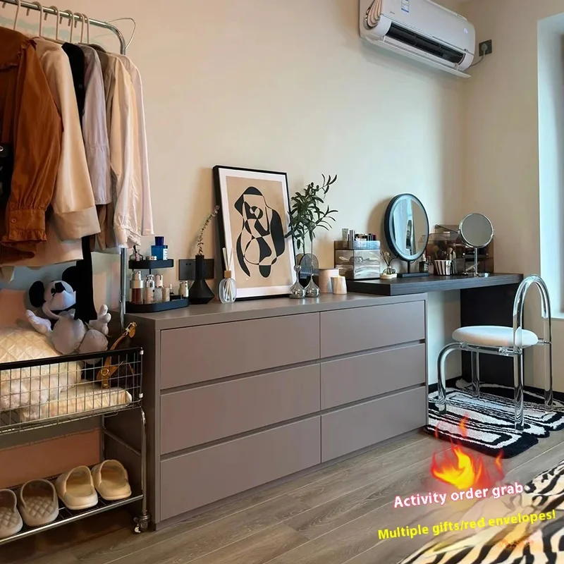 طاولة زينة حديثة وبسيطة لغرفة النوم، خزانة بجانب السرير فاخرة قابلة للسحب، درج متكامل، شقة صغيرة، مكياج بالباطل