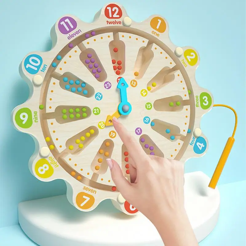 Labyrinthe magnétique horloge labyrinthe tableau magnétique jeux de Puzzle en bois enfant en bas âge couleur tri jouets apprentissage préscolaire jouets éducatifs pour