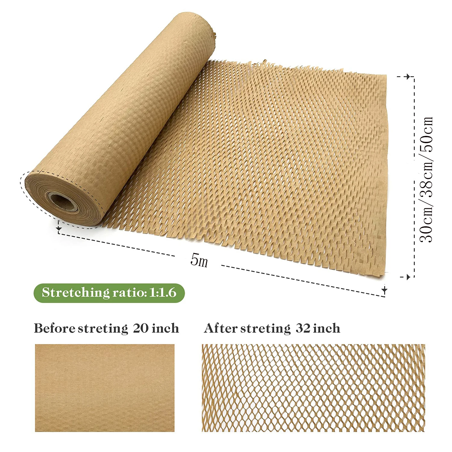 5M Braunes Wabenpackpapier als Ersatz für Luftpolsterfolie für Mobiltelefon-Transportverpackungen, Recycelbare Mobiltelefon-Zubehörverpackung – Detail 2