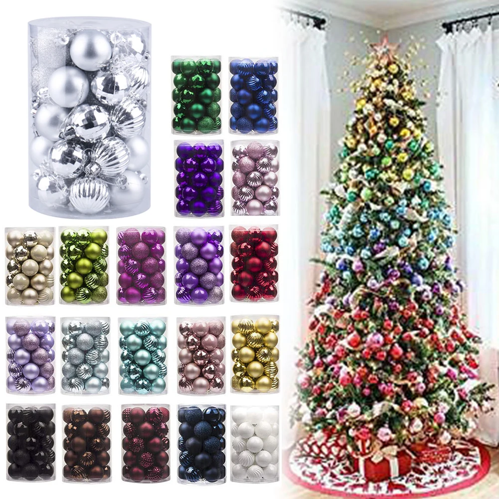 34pcs Christmas Balls Christmas Tree Ornaments Ball Xmas Hanging Tree Pendants Home Party Decor 2024 New Year Gifts Noel Navidad