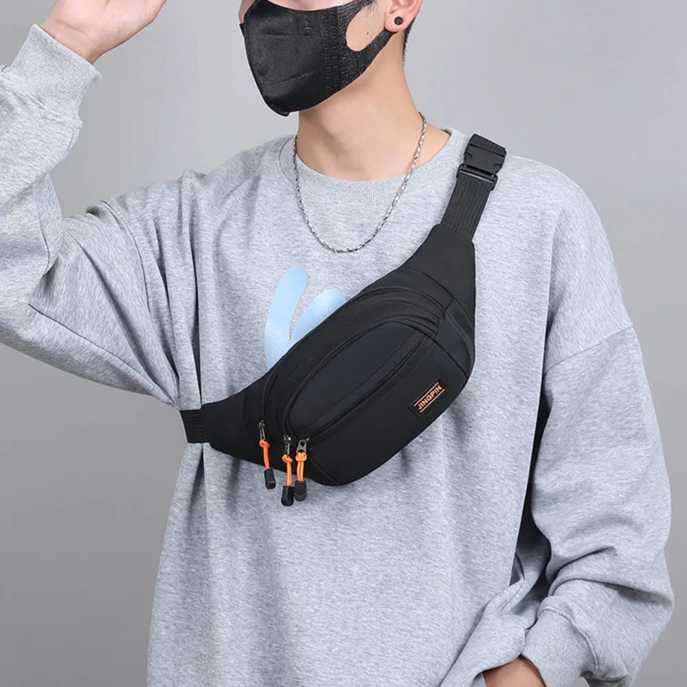 

Nylon Men Chest Bag Large Capacity Waterproof Outdoor Waist Bag Multi Functional Adjustable Strap Sports Walking Bag Motorcycle