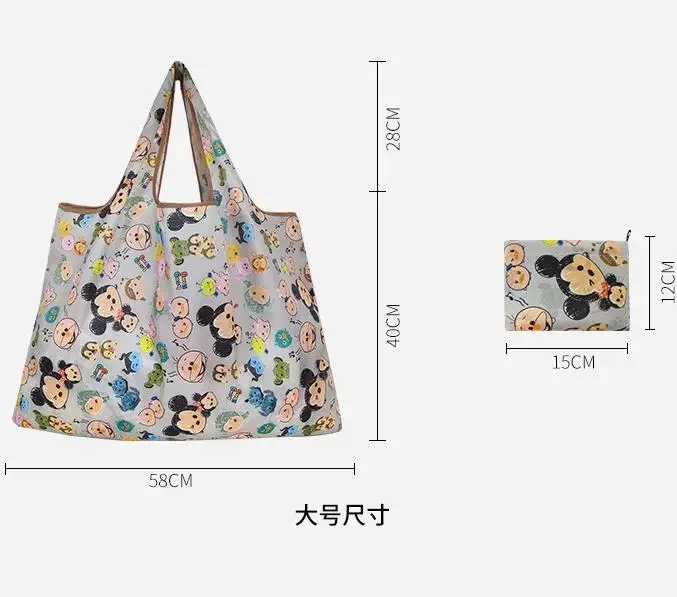 Sacs fourre-tout Disney Minnie Mouse pour femmes, sacs à provisions Anime, grande capacité, sac de rangement pliant, accessoires de sacs à main