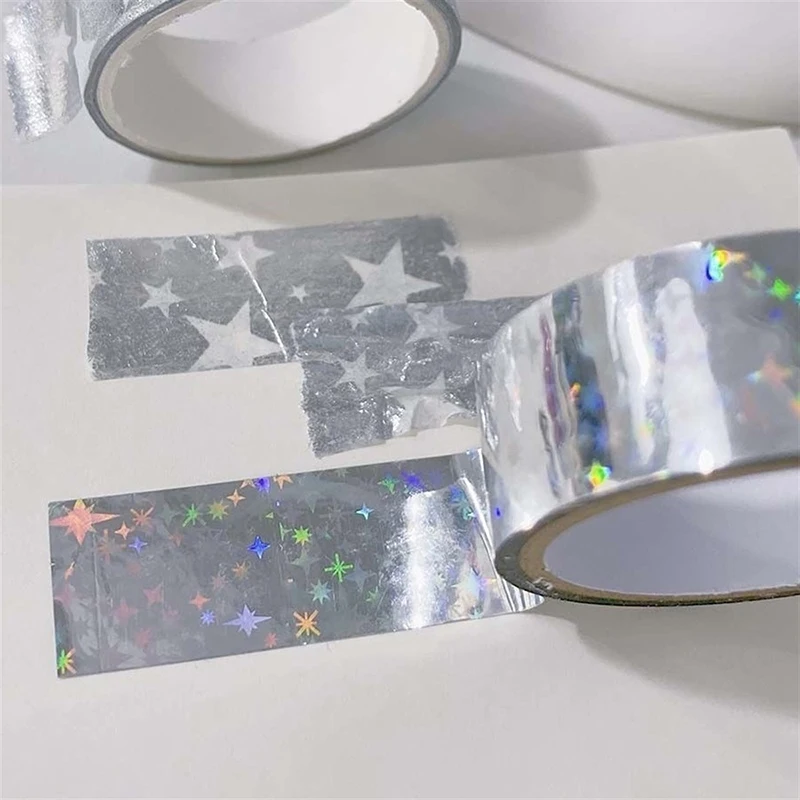 Star Washi Tape Index Decorative Packaging Material Sealing Stickers Colorful Laser Masking Tape Decorative Adhesive Tape