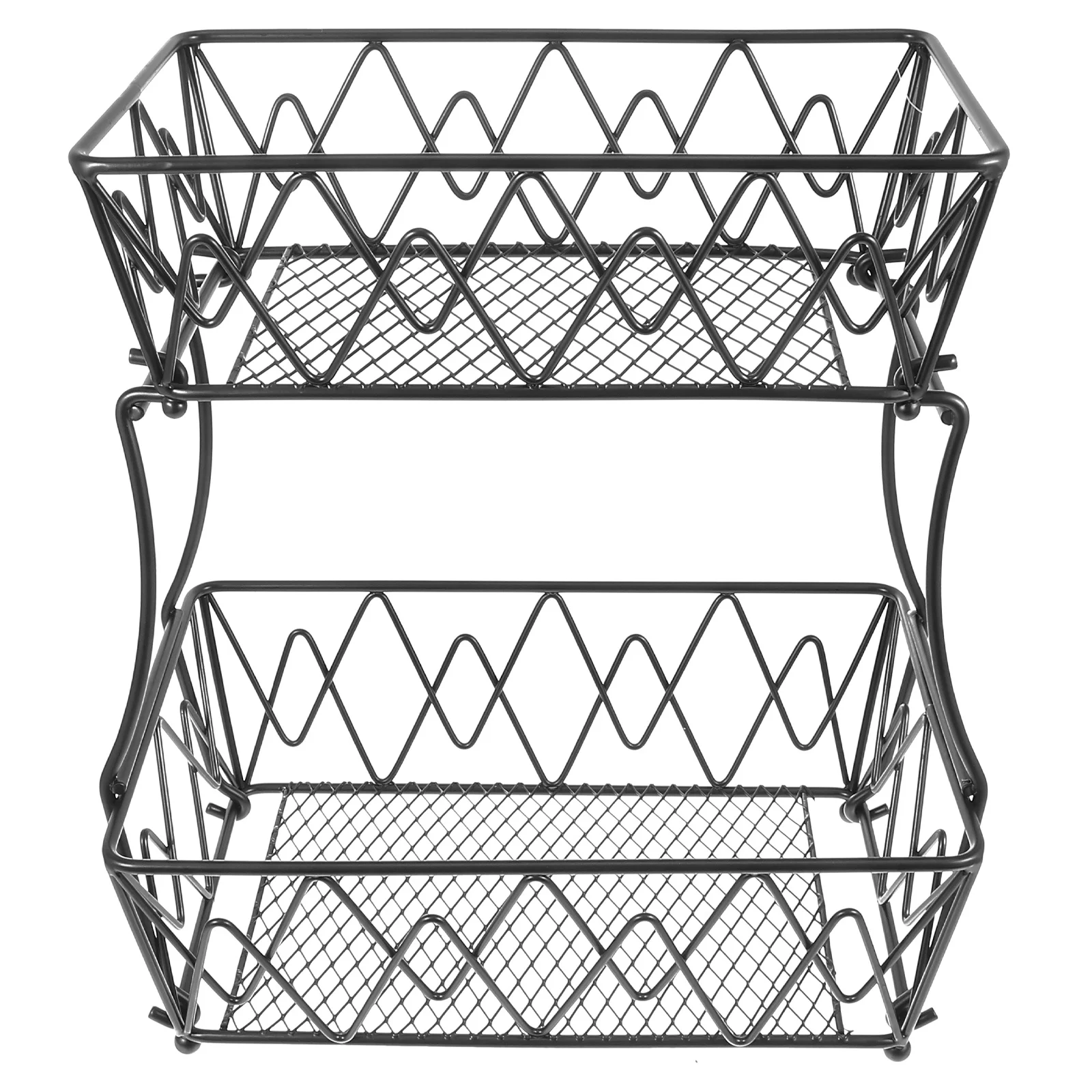 

1Pcs Simple Iron Basket Double-Layer Fruit Vegetable Storage Organizer for Kitchen Iron Basket Vegetable Organizer