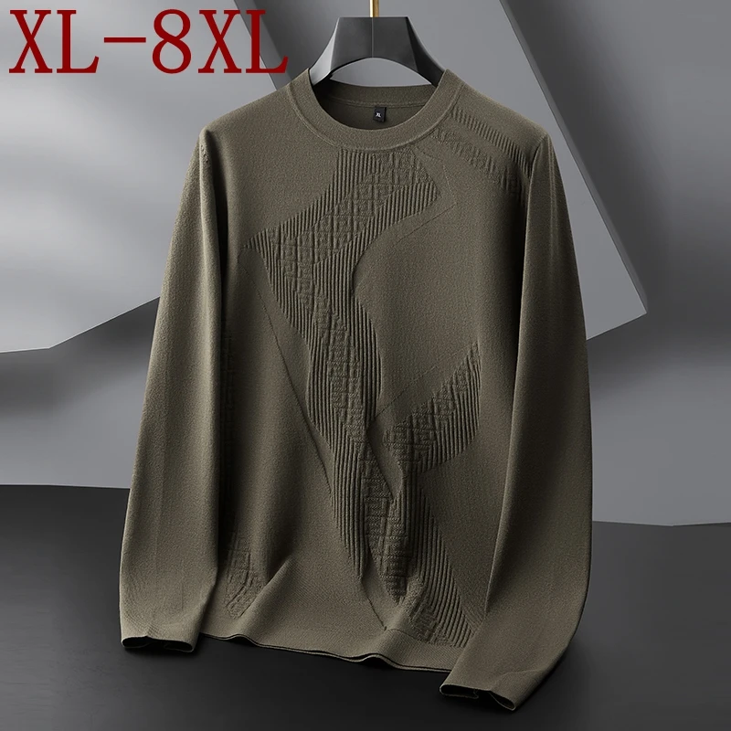 

8XL 7XL 6XL 2025 New Autumn Winter High End Luxury Thin Wool Sweater For Man Casual Loose Mens Pullover Soft Warm pull homme