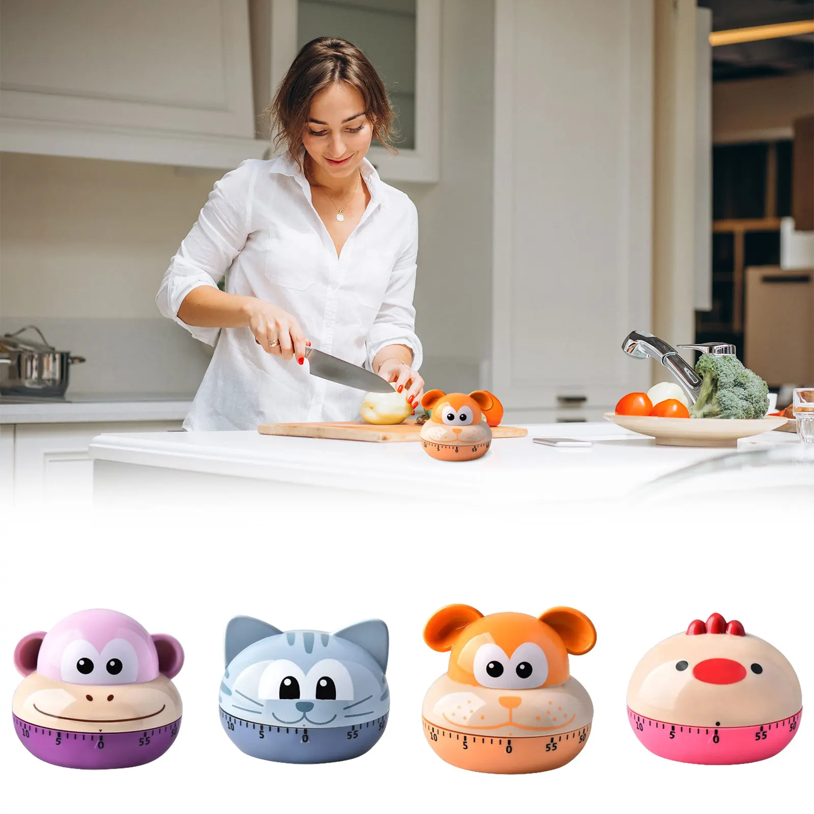 

Funny Timer Creative-Cute Animal Mechanical Timer 60Minutes Kitchen Cooking Child-Study-Home Timer New Year Gift for Kid