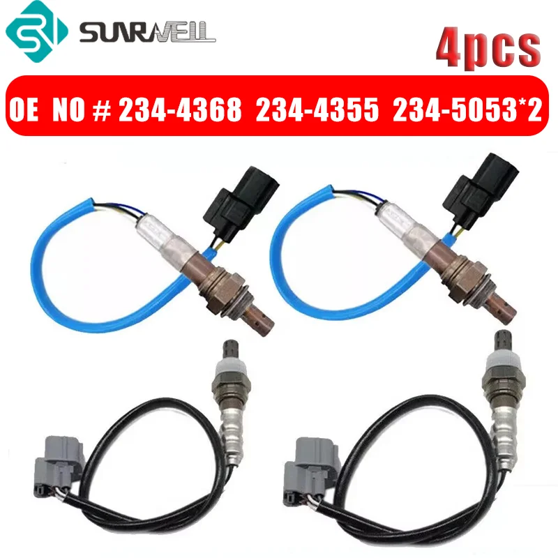 4pcs  234-5053  234-4355 234-4368Upstream+Downstream Oxygen O2 Sensor  For Honda Odyssey 3.5L 2007 2008 2009 2010   3.5L Front