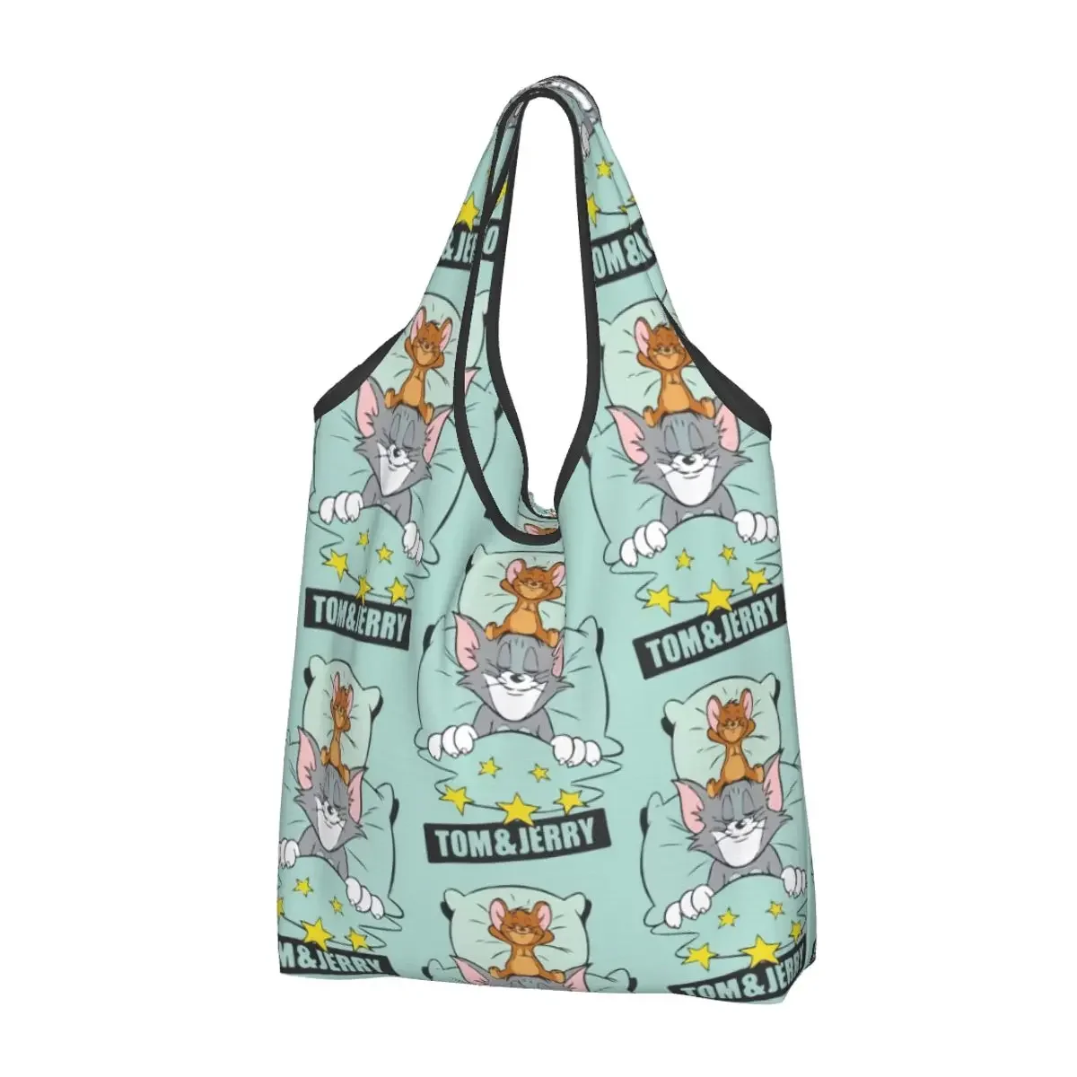 Custom Recycling Tom And Jerrys American Animation Shopping Bag Women Tote Bag Portable Cartoon Groceries Shopper Bags