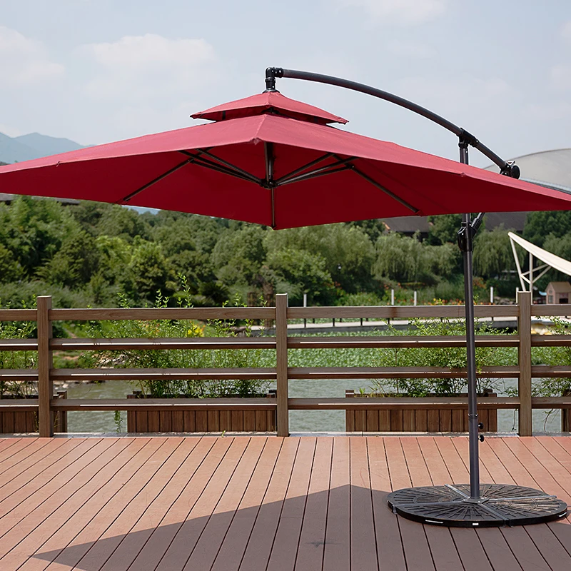 

2.5*2.5M Double Layer Outdoor Patio Garden Yard Hotel Cafe Square Parasol Banana Hanging Umbrellas