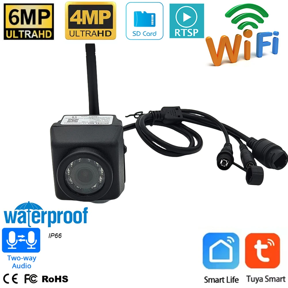 กล้องวงจรปิดไร้สาย Tuya Smart Mini WiFi IP ความละเอียด 6MP 4MP 2K ขนาดเล็ก สำหรับติดตั้งภายนอกอาคาร เช่น กรงนก รังนก ใช้สำหรับรักษาความปลอดภัยบ้าน