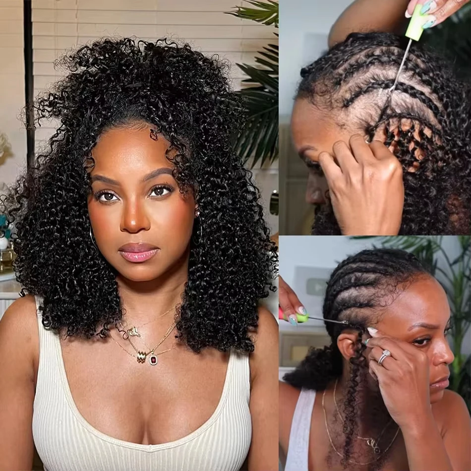 

Наращивание волос для плетения крючком: 100% натуральные человеческие волосы Deep Wave Feather, предварительно разделенные, невидимые, без узлов, кудрявые.