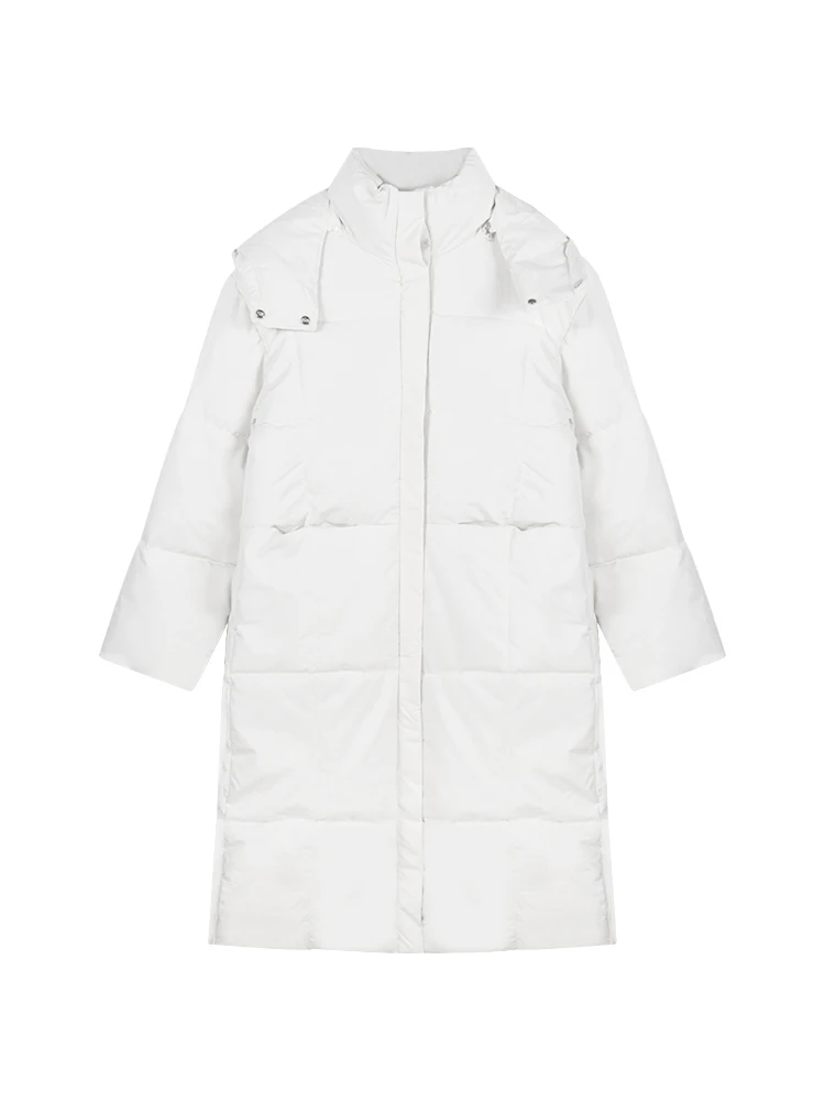 White Mid Length Knee Length Cotton Jacket For Women's Down Coat 2023 Winter New Jacket Thickened Cotton Jacket Coat