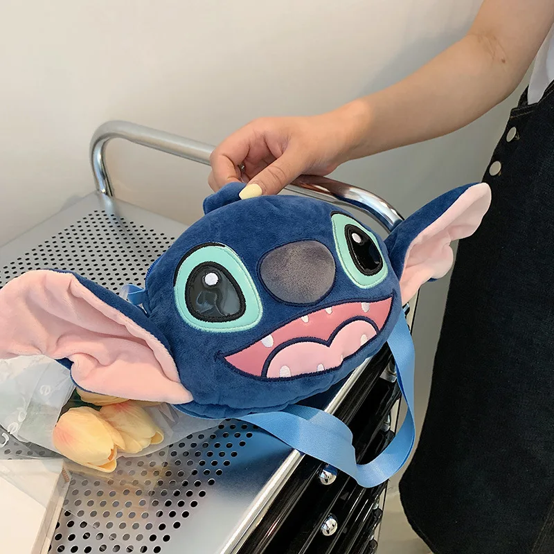 Disney New Lilo & Stitch Plush Toys Kawaii Plush Messenger Bag Girl Handbag Anime Stuffed Toys Children Cartoon Plushie Soft Bag