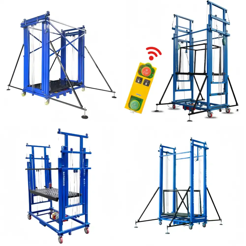 

Industrial Foldable Electric Scaffold Lift 10m 300kg Max Load Motor Powered Steel Pipe Remote Control for Warehouse Cargo