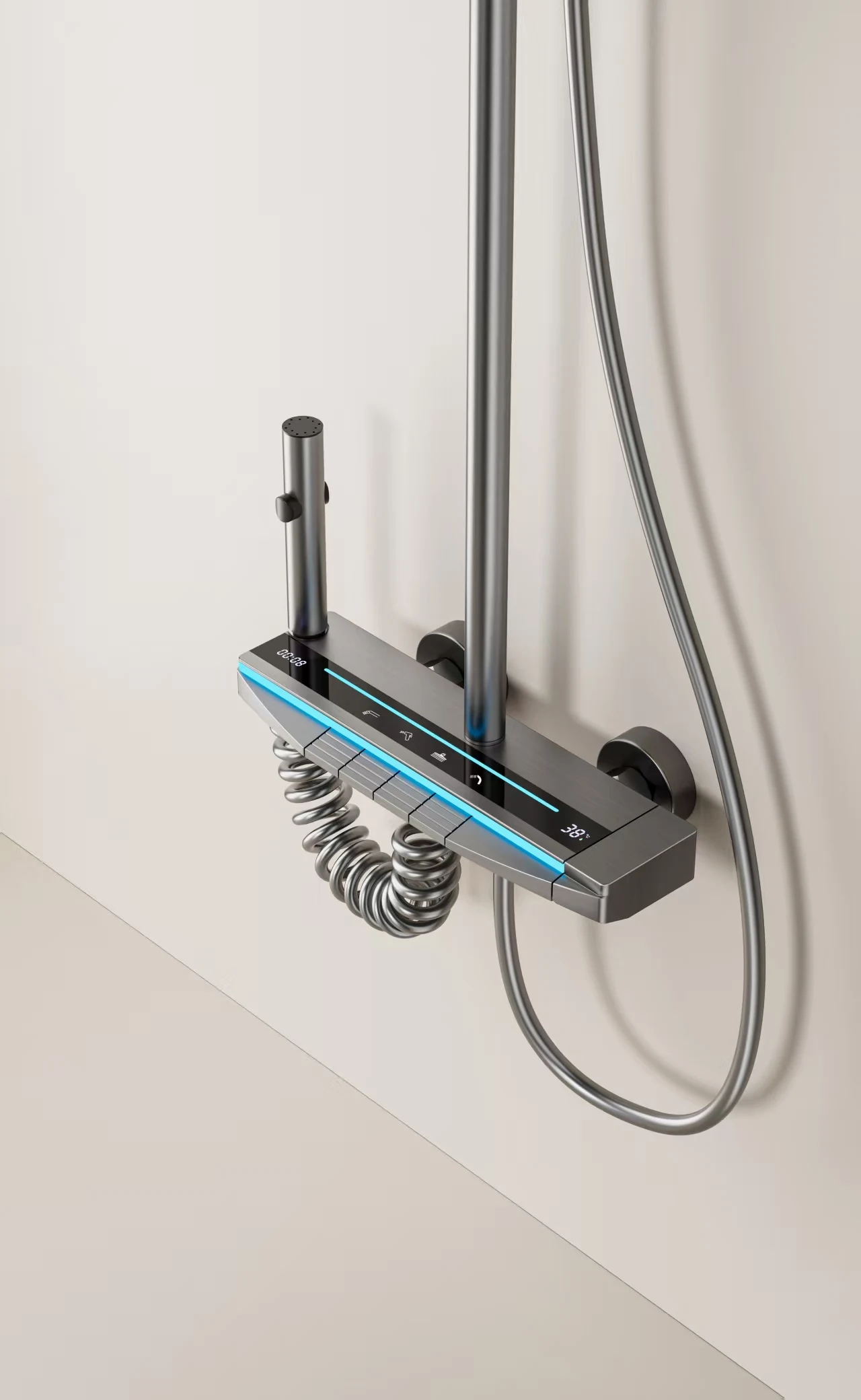 Sistema de ducha de baño, alta calidad, cuatro velocidades, grifo de baño, pantalla digital LED, cabezal de ducha y juego de bañ