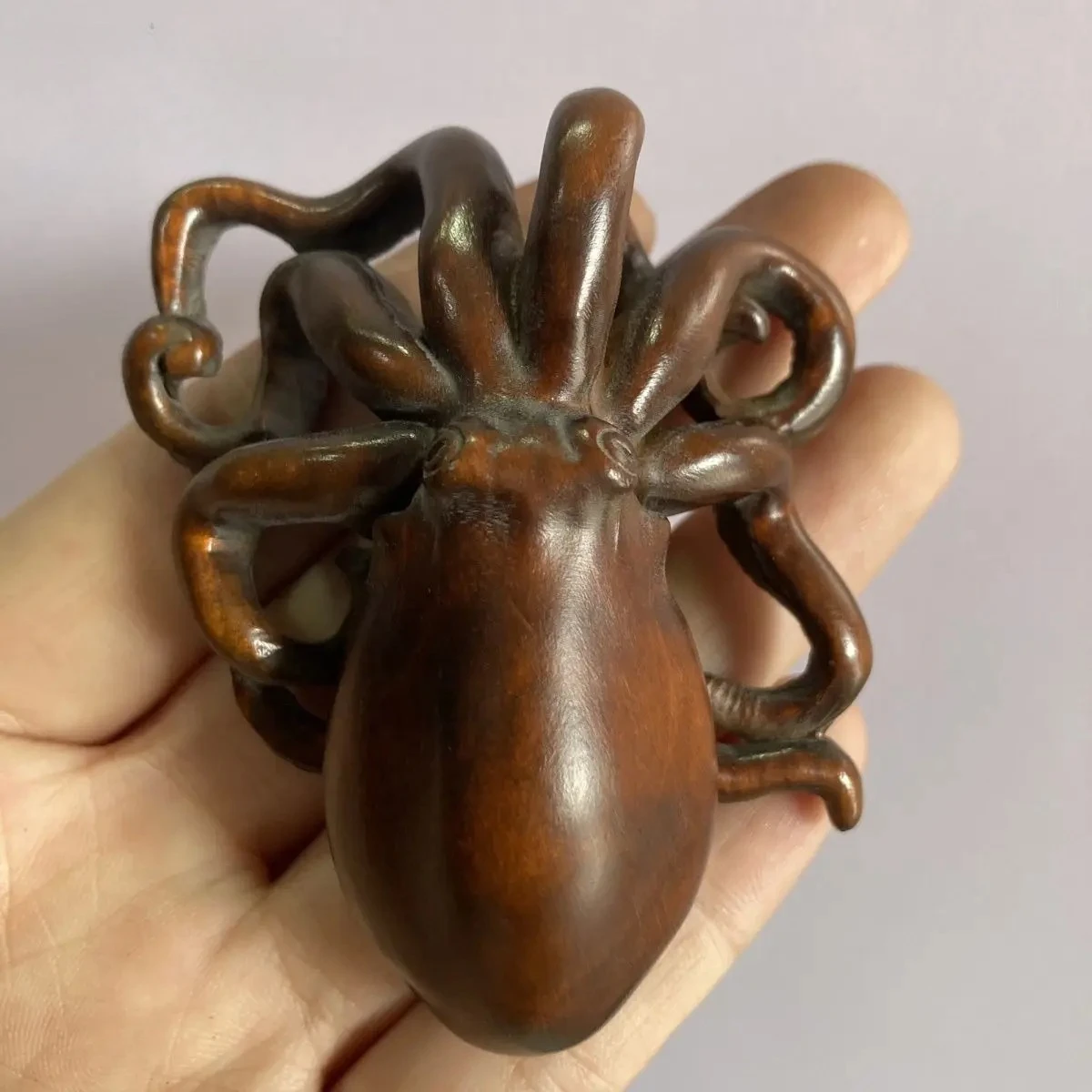 Vintage Wooden Octopus Statue Carving Wood Carved Figure Decor Children Gift Art