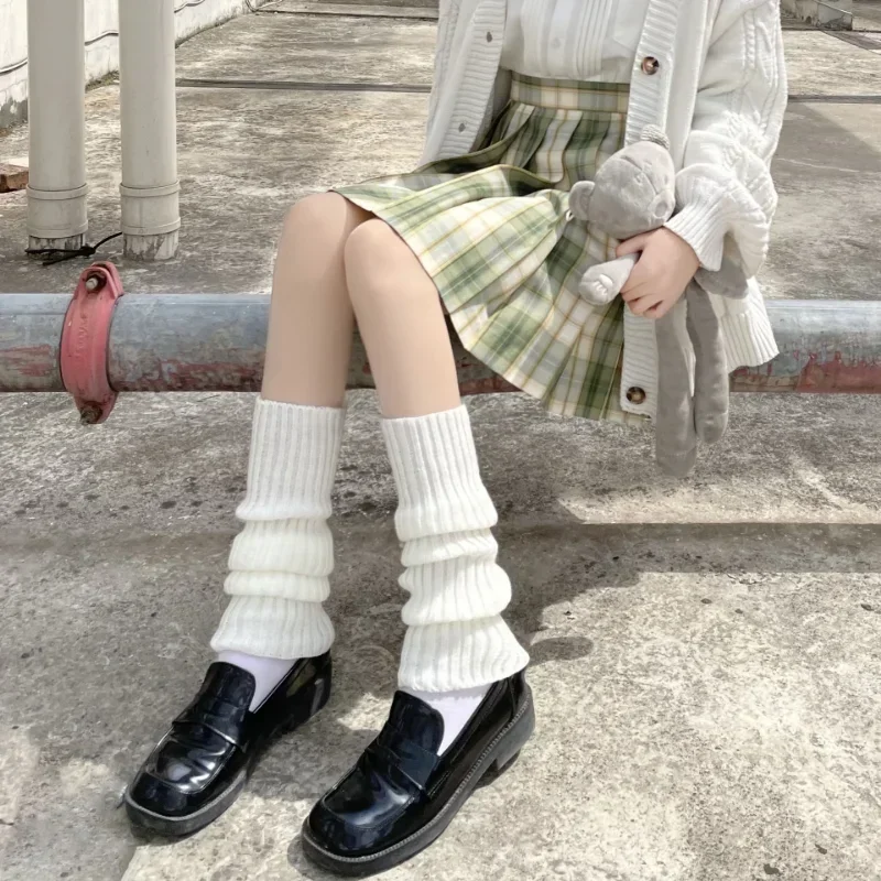 

New Japanese Harajuku Girls Leg Warmer Autumn Winter Solid Color Knitted Leg Cover Lolita Kawaii Socks Heap Heap Socks Boot Cuff