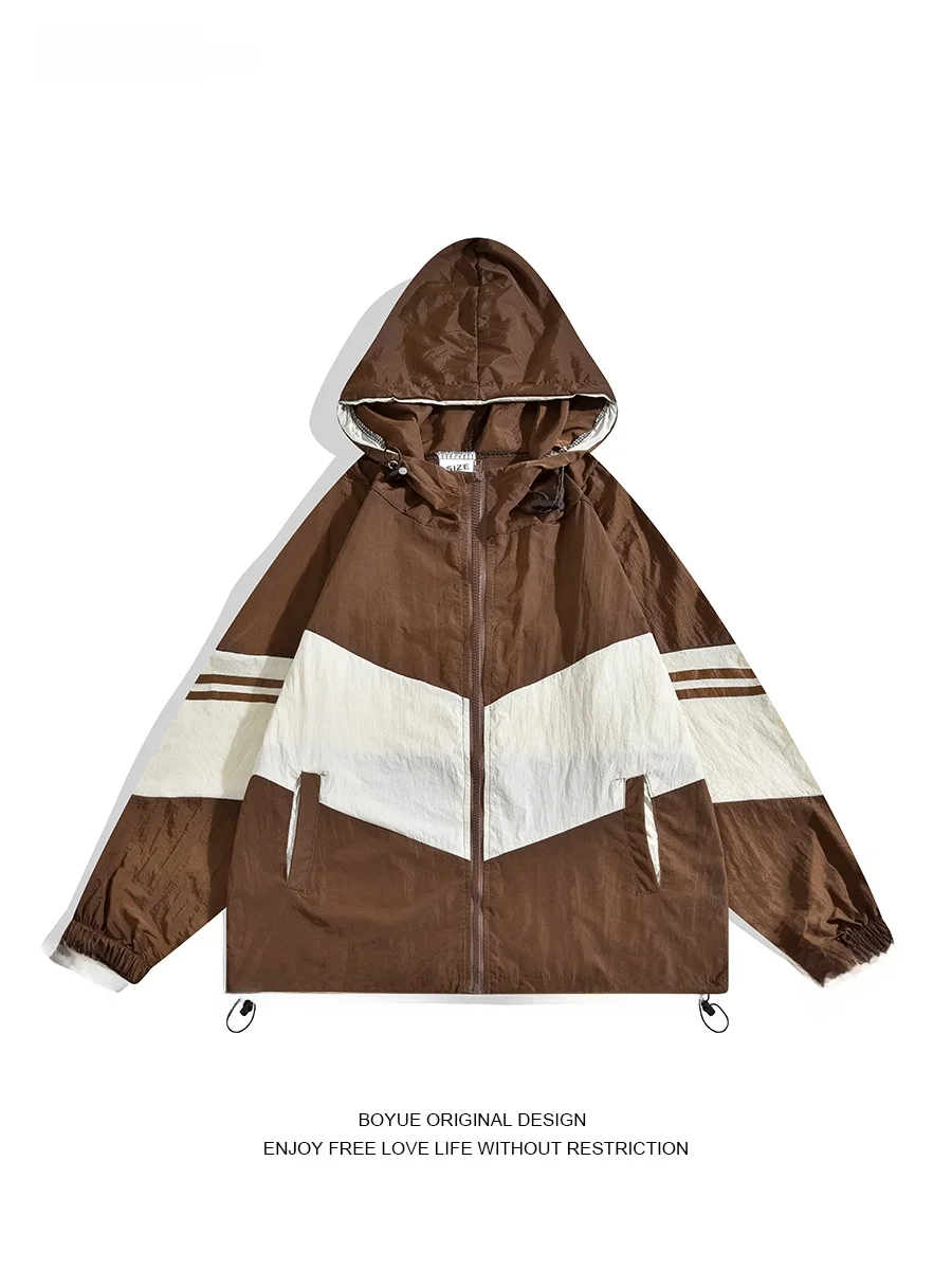 

Boyue Casual Color Blo Hooded Sun Protection Jaet Long Sve Youth Spring Summer Outerwear for Men Breathable Faionable