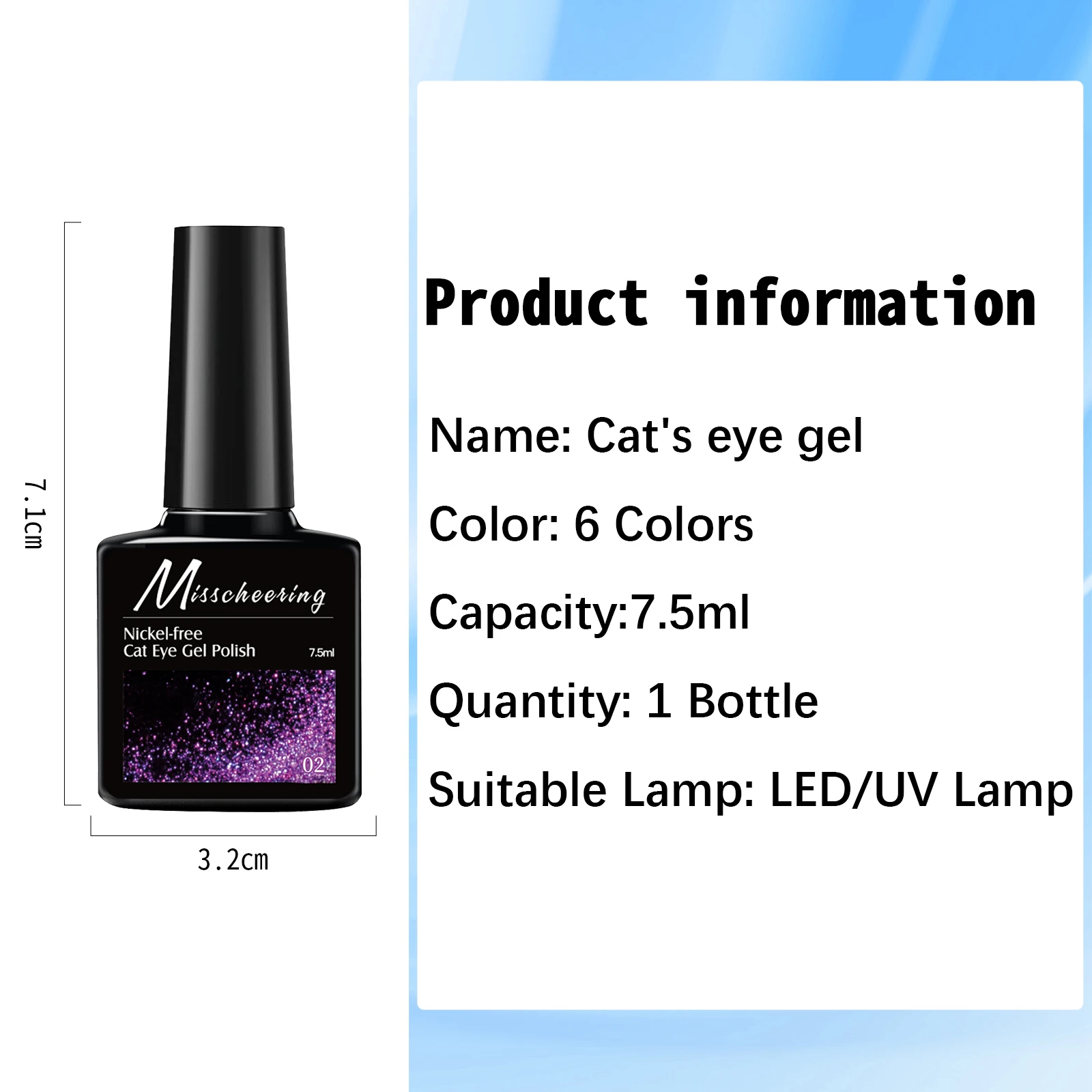 7.5 مللي النيكل الحرة القط العين هلام المجسم كريستال غرامة بريق دائم نقع الأشعة فوق البنفسجية/LED هلام البولندية الورنيش لتصميم مسمار الفن #6