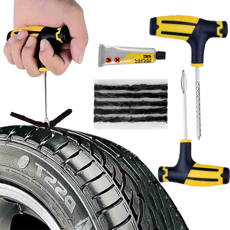 

Car Tire Repair Kit For Bicycles Trucks Motorcycles Tire Repair Studding Tool Set Tyre Puncture Plug Garage Tools Rubber Strip