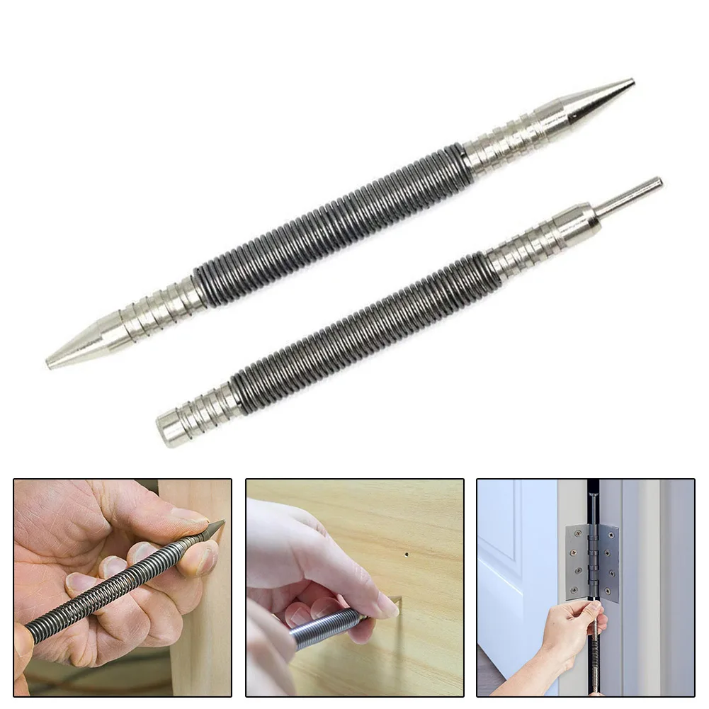 2 Pcs Dual-Head Spring Nail Set Tool 3500 PSI Hinge Pin Nail Remover For Easy Use Punch Door Hinge Pin Remover Tool