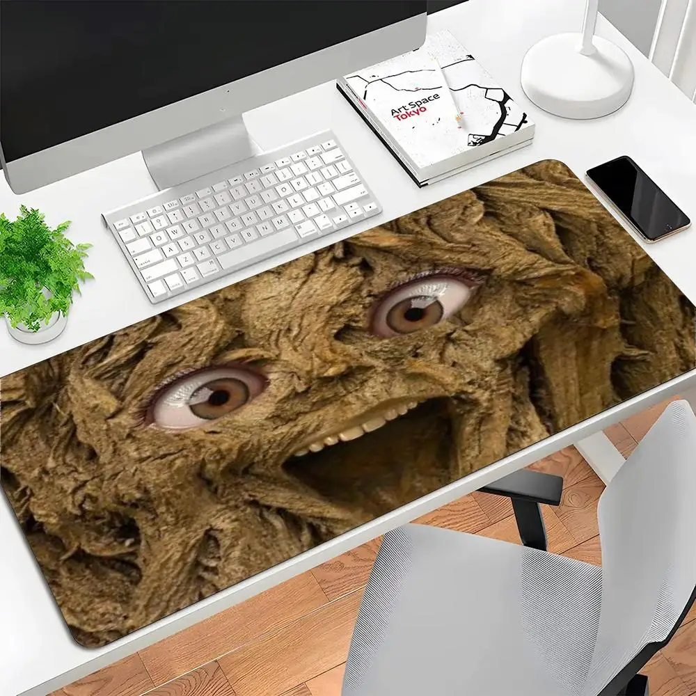 Spirit Mask Table Mat Strange Wooden Carved Face Design Large Size Mousepad For Laptop Gaming Workspace