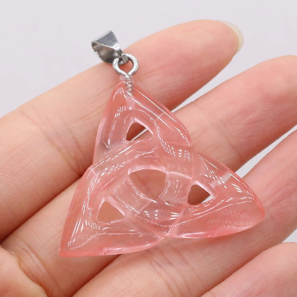 1Pc 32x35mm Irish Celtic Knot Pendant Natural Crystal Quartz Charms for DIY Necklace Earring Jewelry Making Accessories - view 4