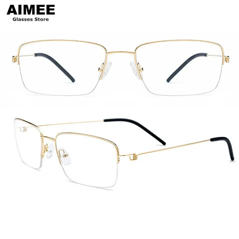 

Half Rimless Business Eyeglasses Men Lightweight Rectangle Optical Prescription Glasses Frame Women Spectacles oculos de grau