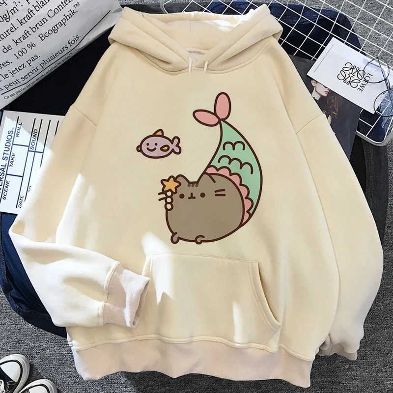 Pusheen Cat hoodies women y2k aesthetic streetwear hip hop printed female hoddies hip hop Korea