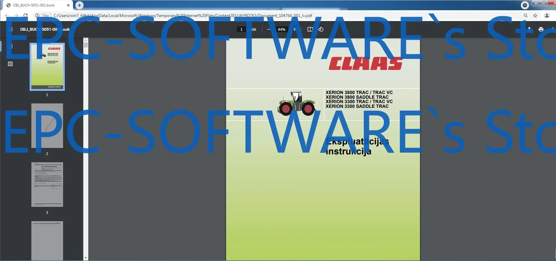 

EPC-OFTWARE CLAAS WebTIC Offline Latvian Language 11.2022 Руководство по ремонту оператора и обслуживание документов DVD