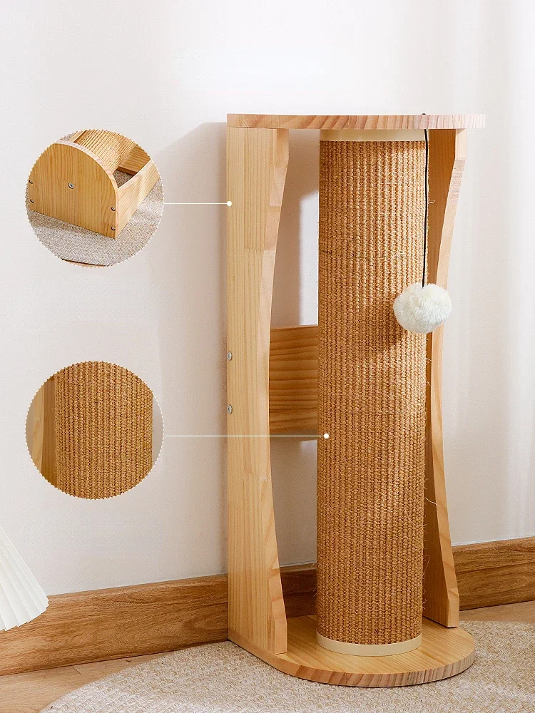 Solid Wood Cat Scratching Board Toy Claw Grinder Cat Scratching Post Cat Climbing Frame Vertical Wear Resistant To Scrap