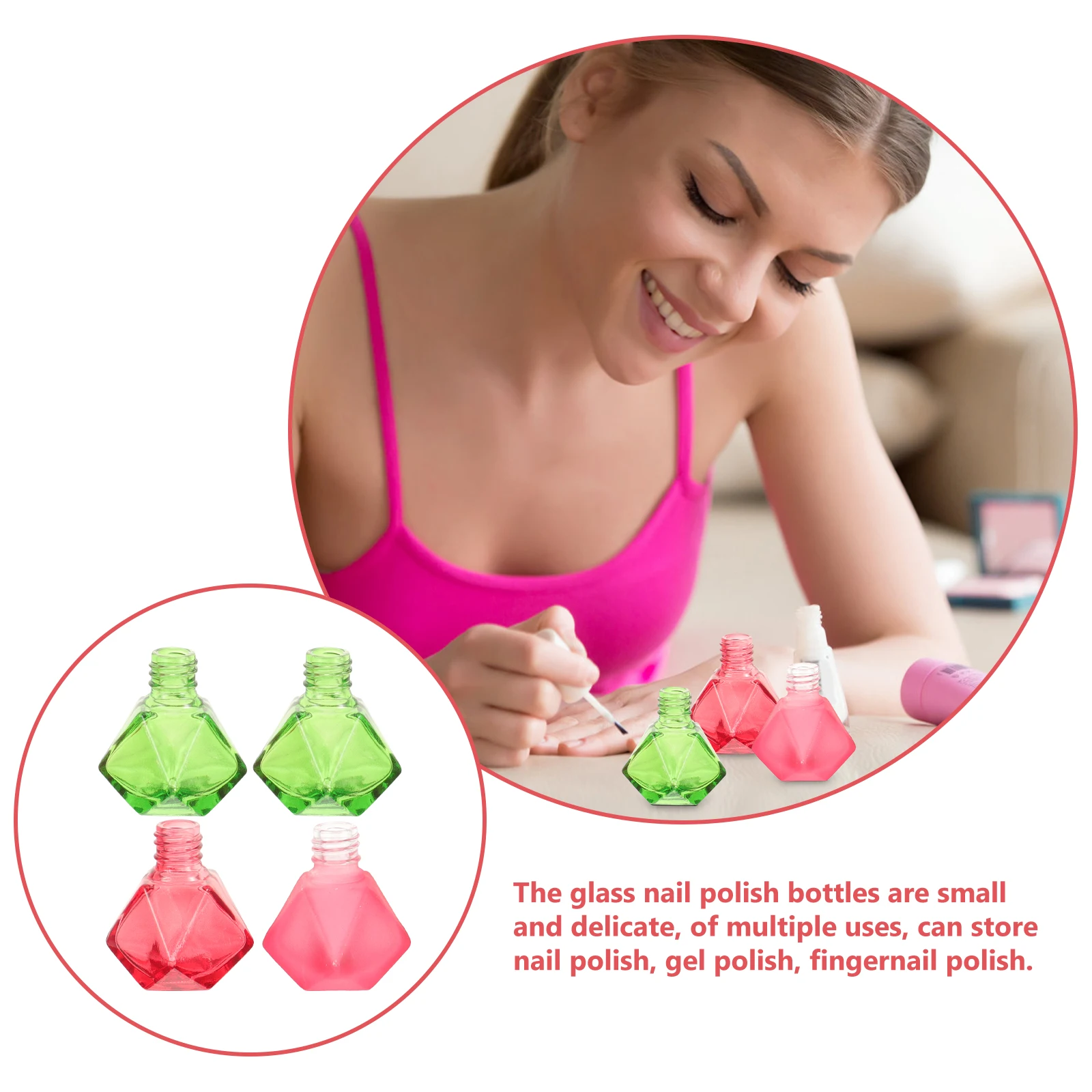 

4Pcs Empty Refillable Glass Nail Polish Bottles Small Portable for Gel Polish Nail Art Travel Storage Small Glass Bottles