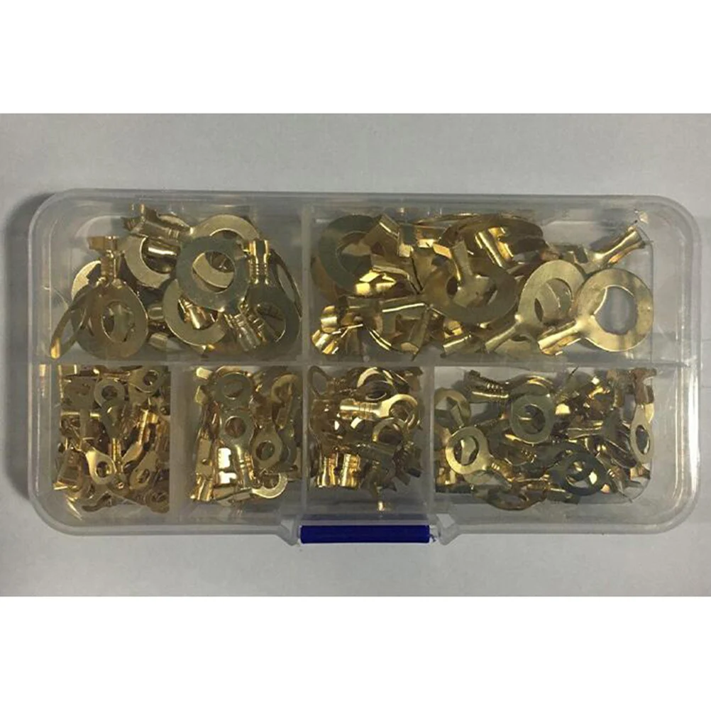 

150 Pcs Circular Wiring Tab Wire Connector Terminal Cable Lugs Cold-Press Tinned Boxed