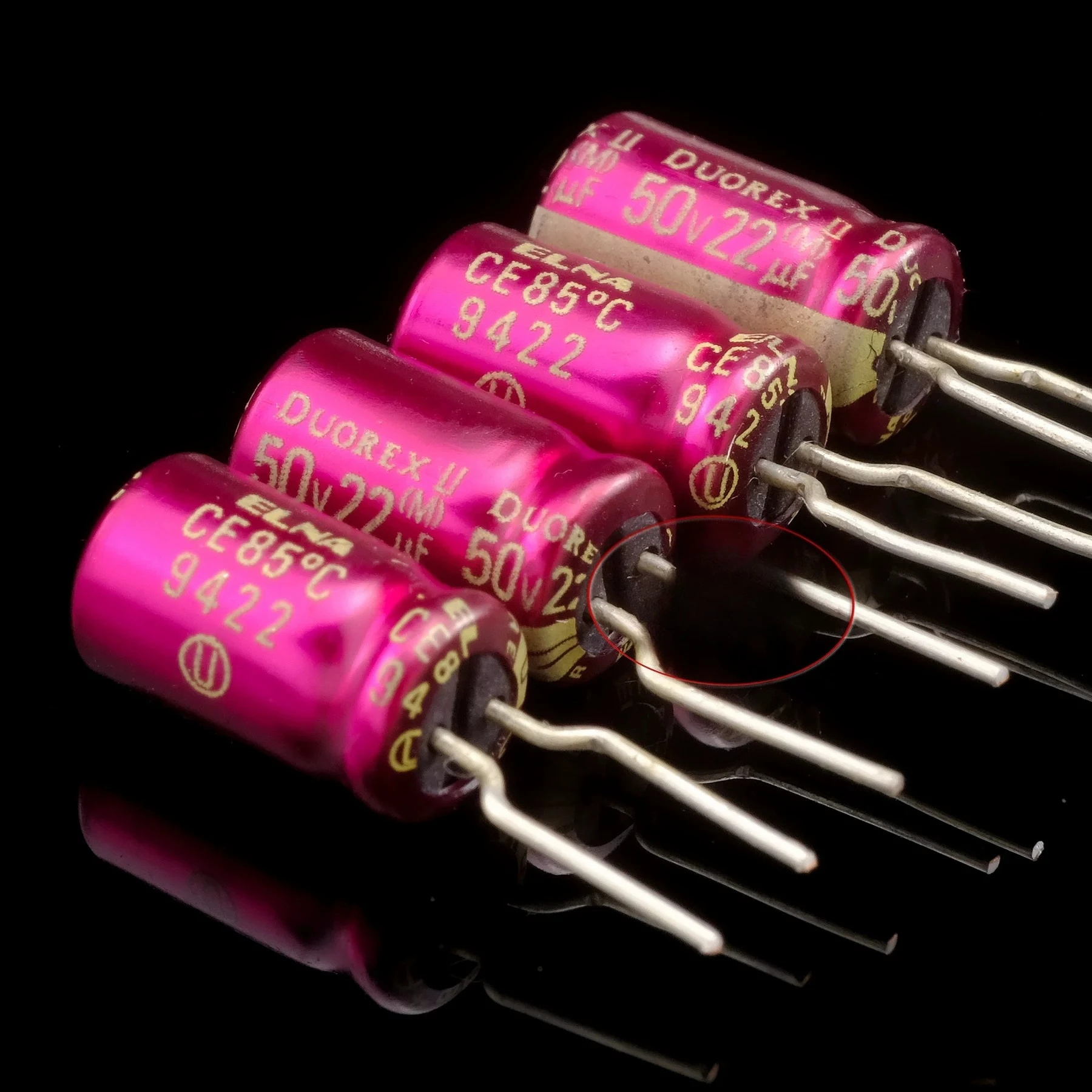 10pcs for ELNA DuorexII Purple‑Red Sleeve Copper‑Pin Audio Coupling Fever Capacitor 50V 22UF