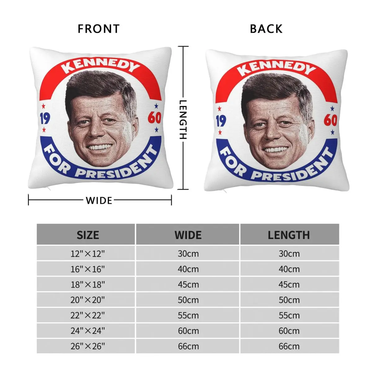 John F Kennedy For President Vote In 1960 Square Pillowcase Pillow Cover Cushion Decor Comfort Throw Pillow for Home Bedroom