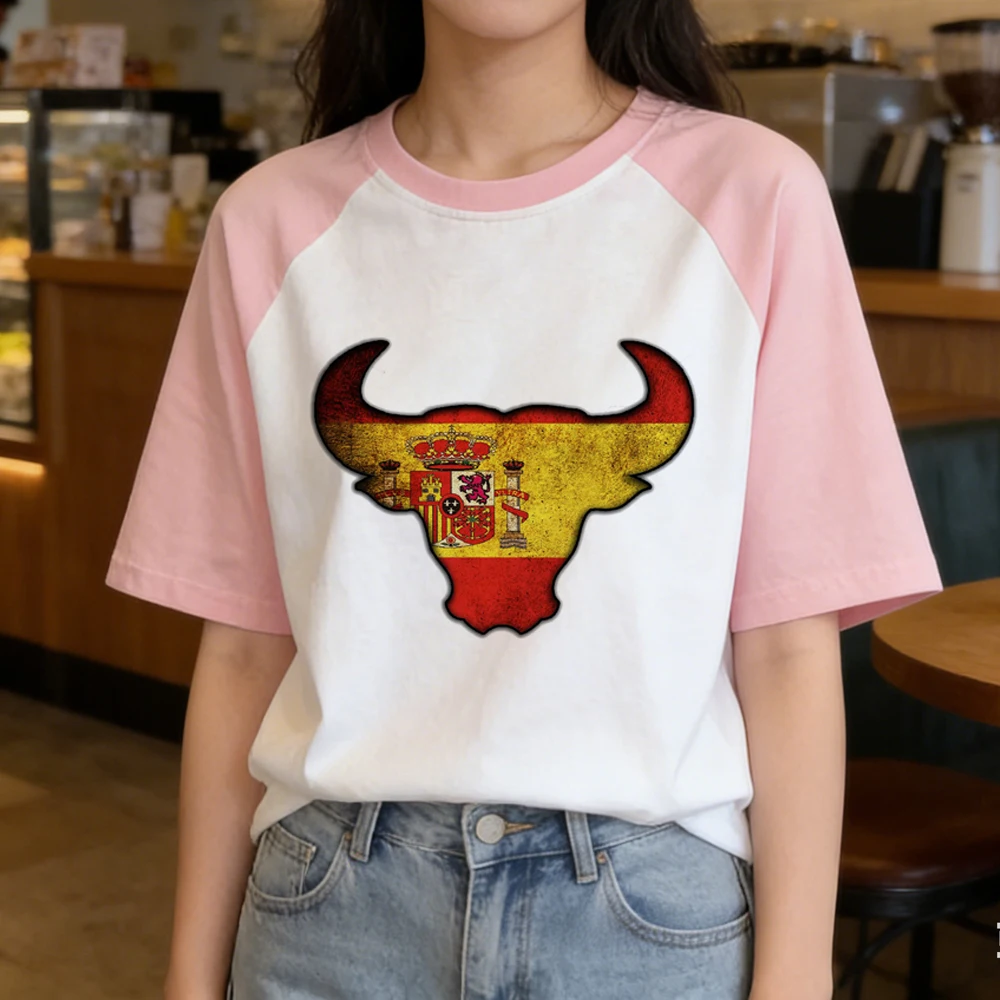 Camiseta de España estilo shoujo años 80, camiseta gótica barata de verano japonesa, estilo baddie vintage retro
