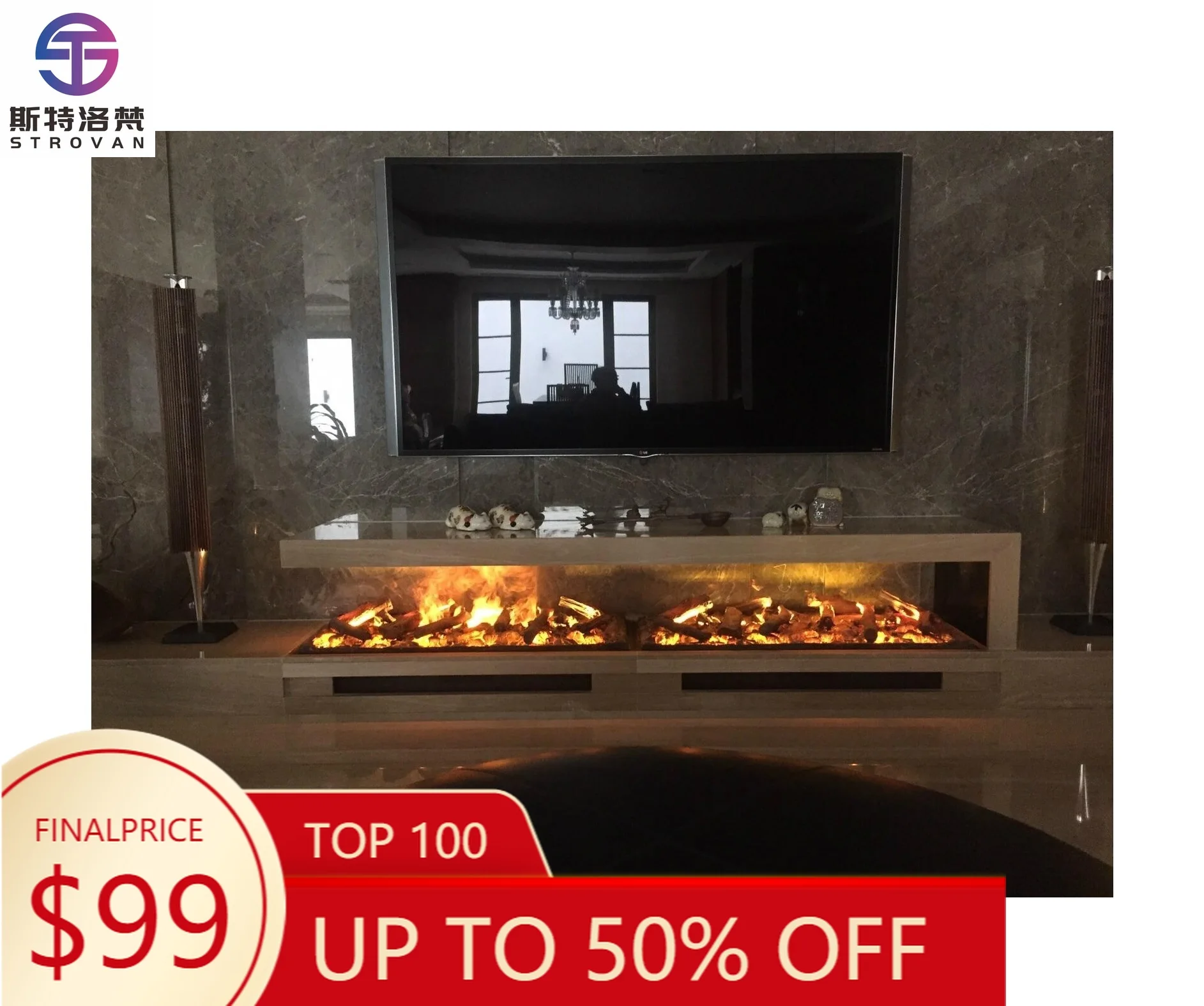 

ZXHK 700mm Qijiang APP Controlled Dynamic Melody Model 3D Water Vapor Fireplace Simulation Flame Voice 3D Atomizing Fireplace