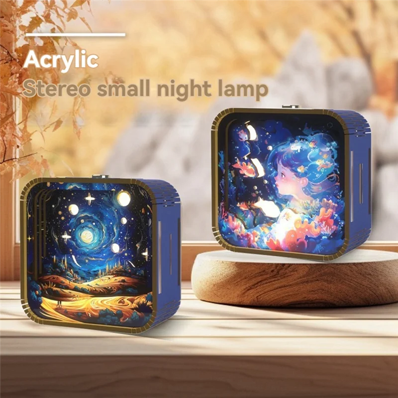 

H-W Hand Touch Cartoon DIY Wooden Stereo Atmosphere Lights Graduation Season Gifts Nightlight Gifts